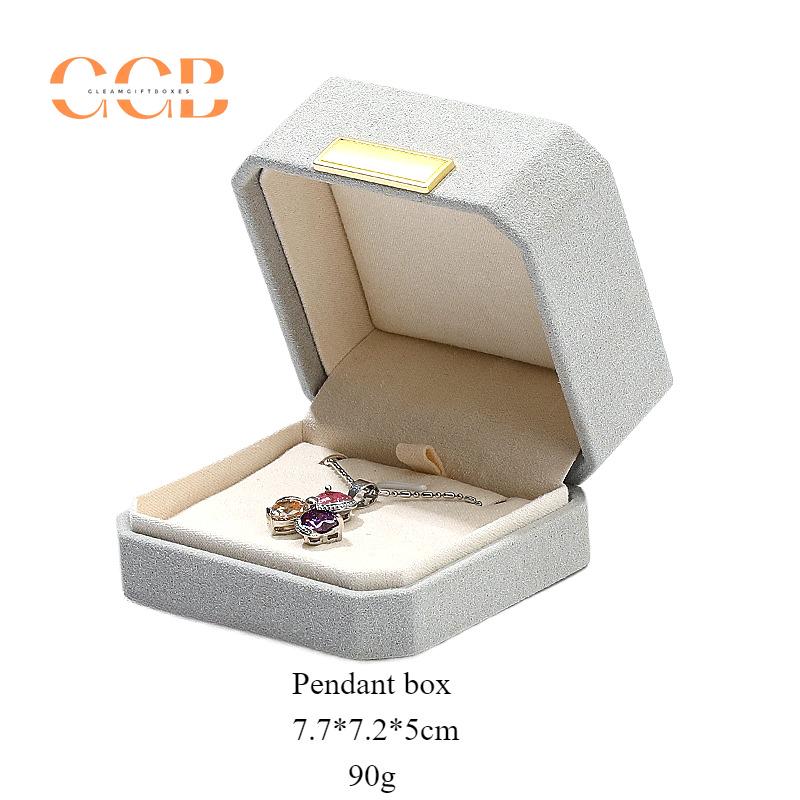 Gray Octagonal Velvet Jewelry Box