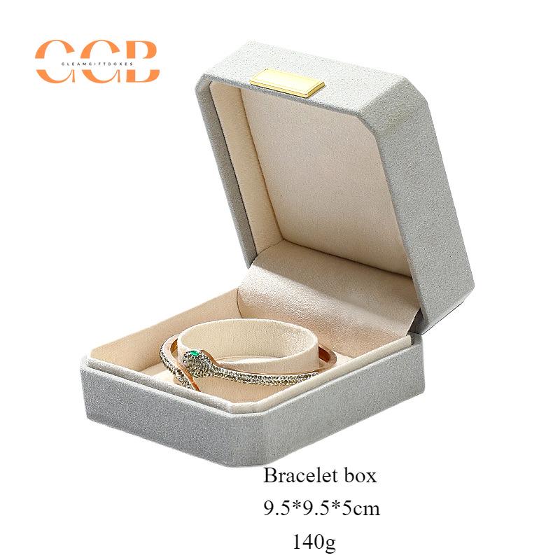 Gray Octagonal Velvet Jewelry Box