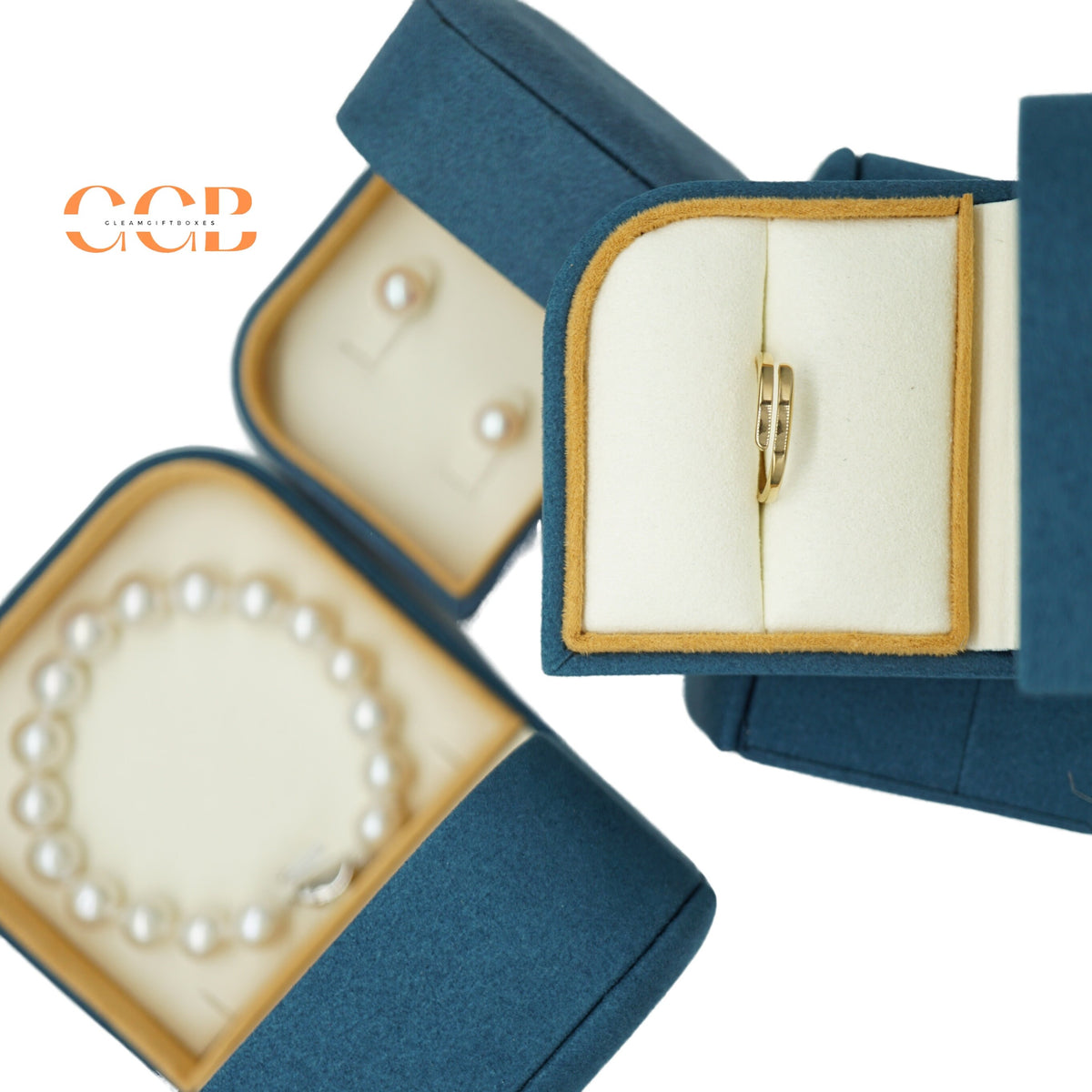 Wholesale Blue Microfiber Jewelry Box