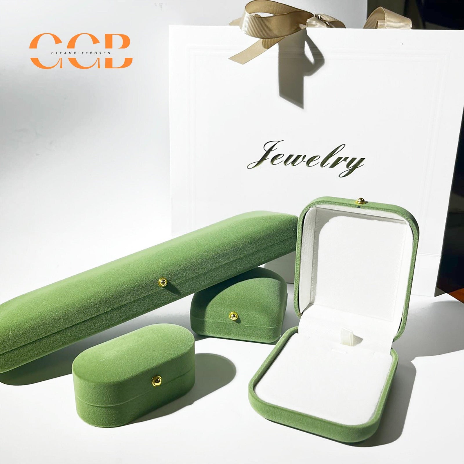 Grass Green Velvet Jewelry Box Set
