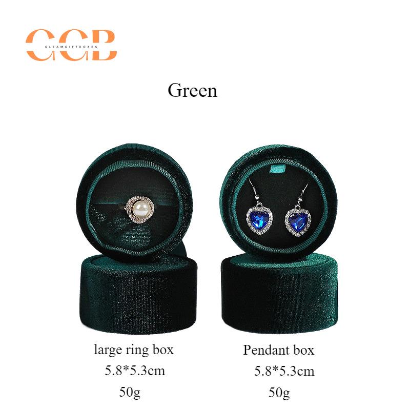 Cylinder Bowtie Ribbon Velvet Ring and Pendant Box