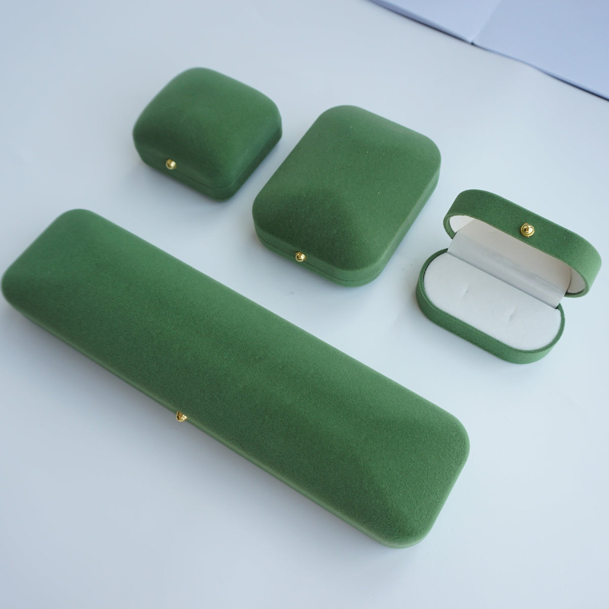 Grass Green Velvet Jewelry Box Set