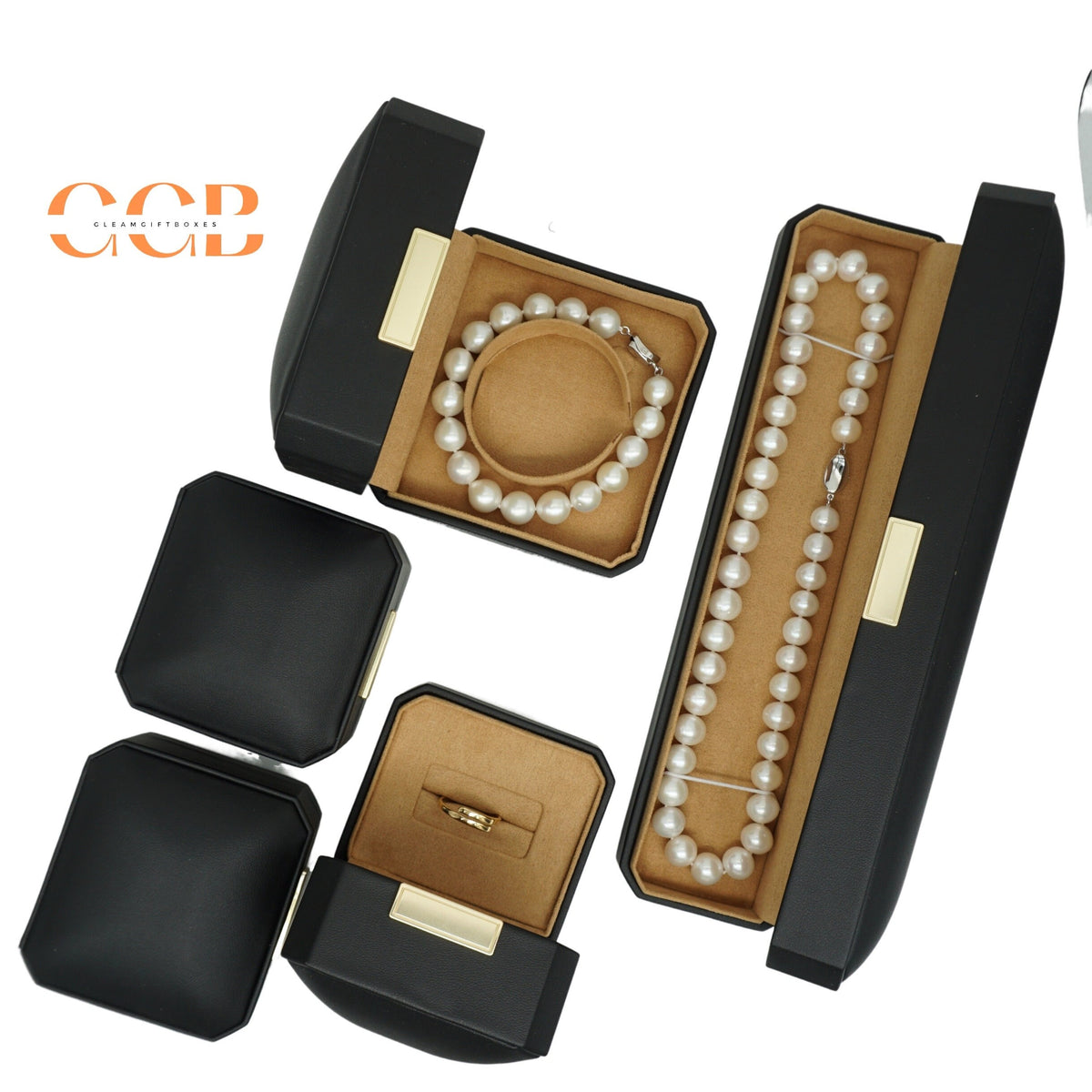 Customised Wholesale Black PU Leather Jewelry Box Set