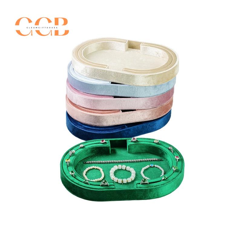 Velvet Oval Jewelry Tray for Earring Necklace Ring Organization