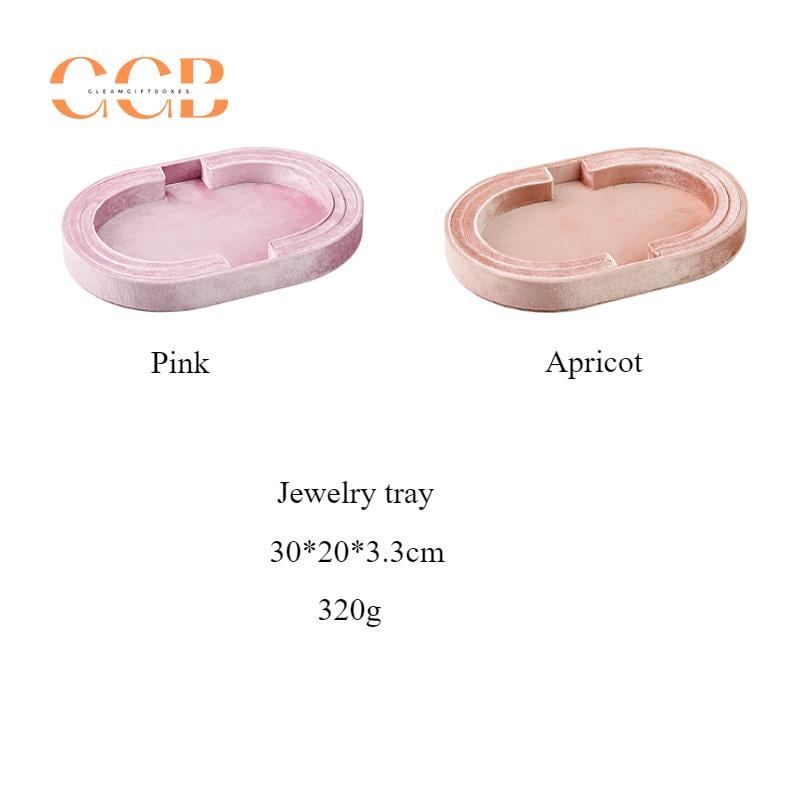 Velvet Oval Jewelry Tray for Earring Necklace Ring Organization