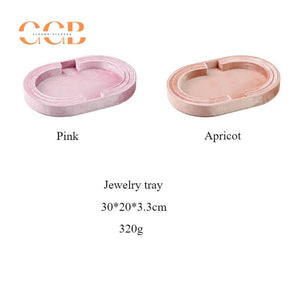 Velvet Oval Jewelry Tray for Earring Necklace Ring Organization