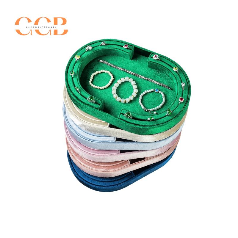 Velvet Oval Jewelry Tray for Earring Necklace Ring Organization