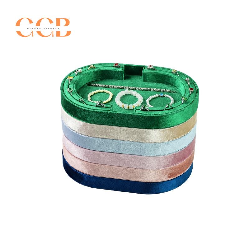 Velvet Oval Jewelry Tray for Earring Necklace Ring Organization