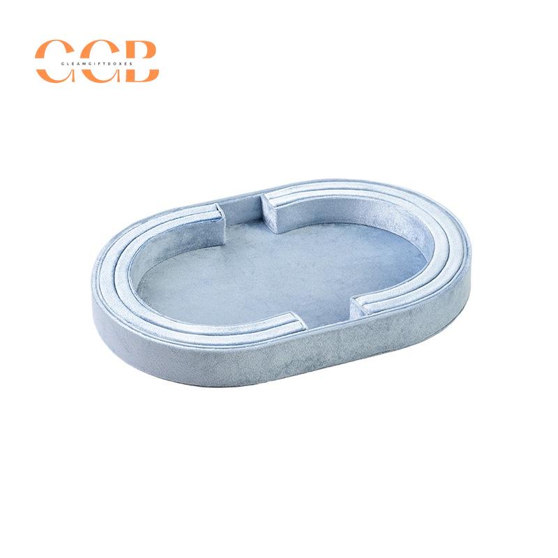Velvet Oval Jewelry Tray for Earring Necklace Ring Organization
