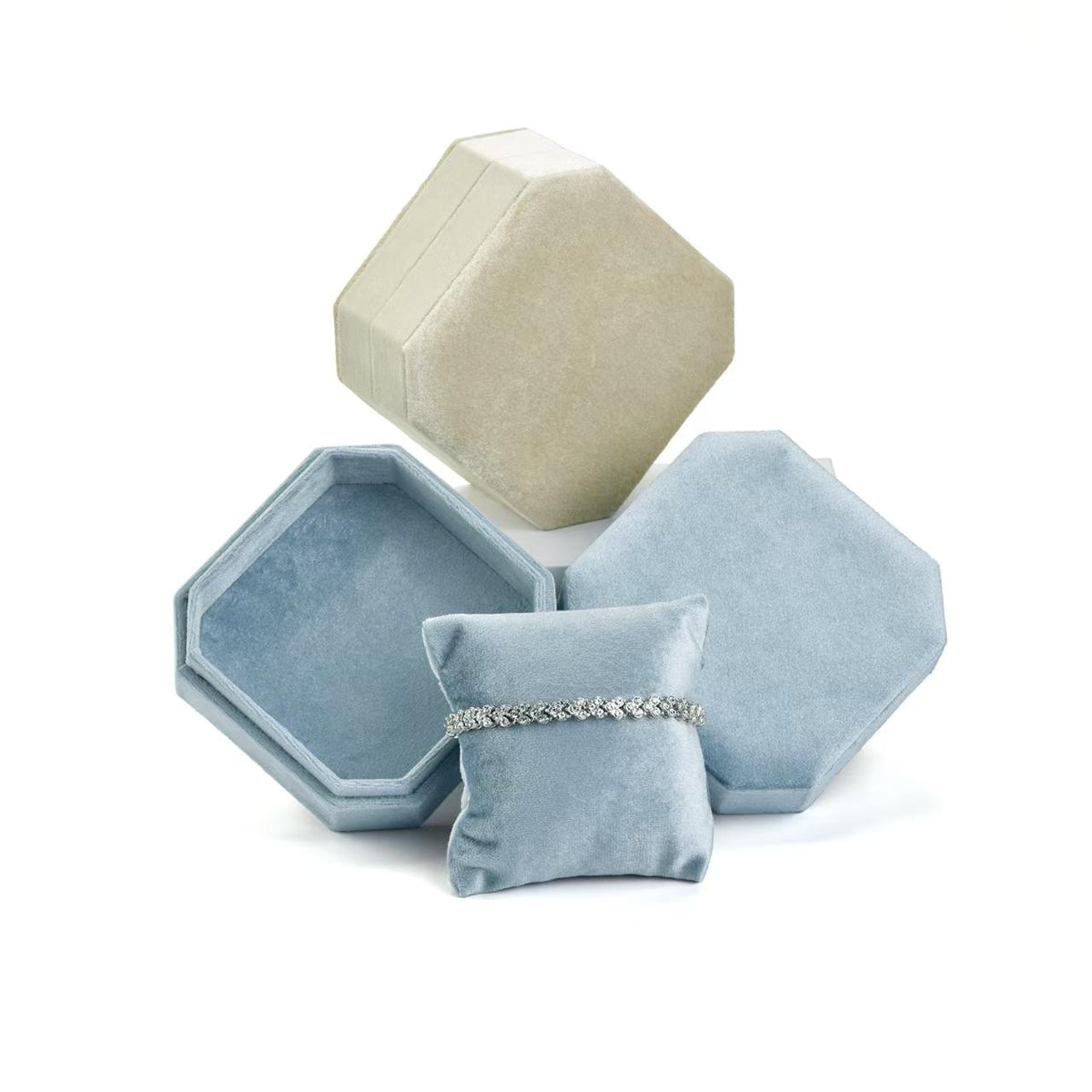 Velvet Hexagon Necklace Jewelry Box