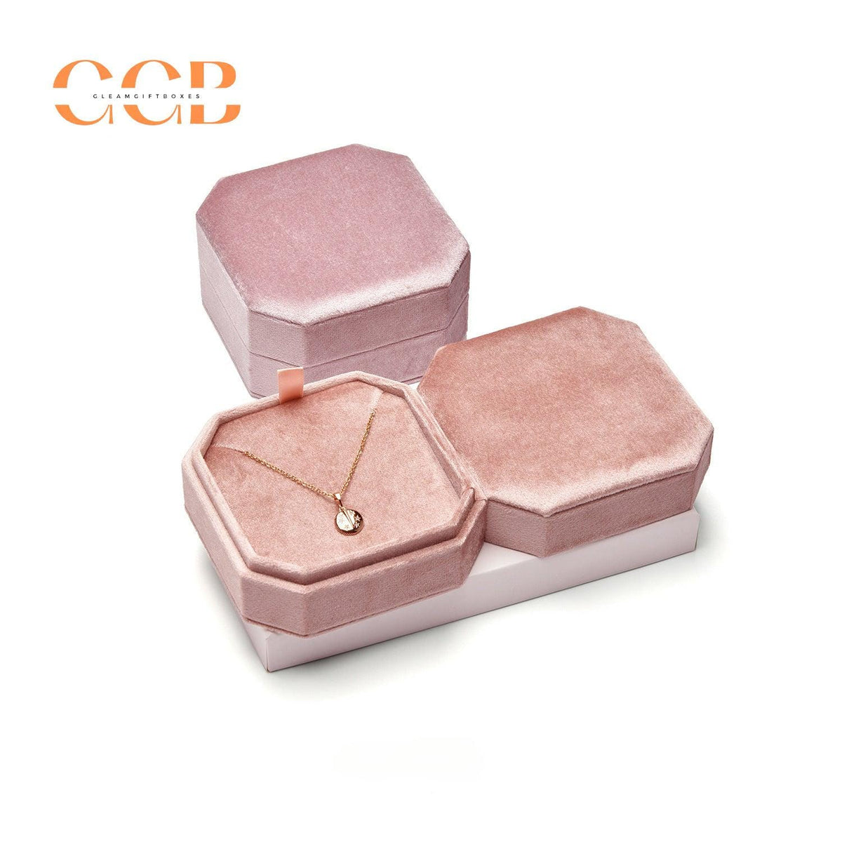 Velvet Hexagon Necklace Jewelry Box