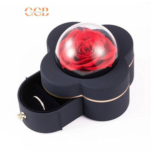 Preserved Four-Leaf Clover Flower Ring or Pendant Jewelry Box