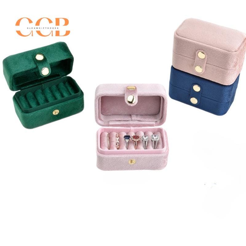 6 slot rectangle velvet ring box, velvet ring box, jewelry display box, ring organizer, ring holder, ring display, jewelry organizer