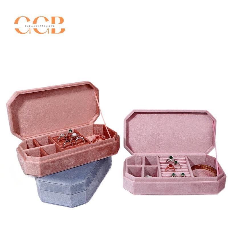 Velvet flip-top multifunctional jewelry storage box