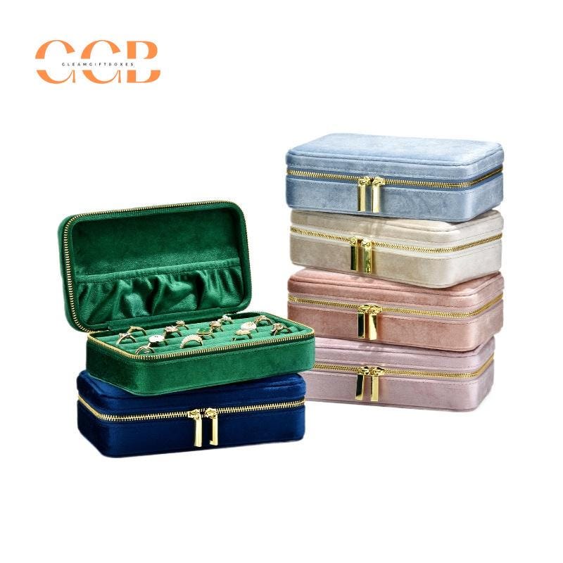 Velvet multifunctional portable ring and earring box