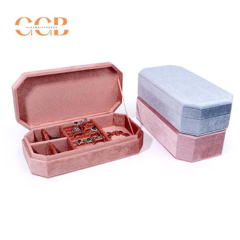 Velvet flip-top multifunctional jewelry storage box