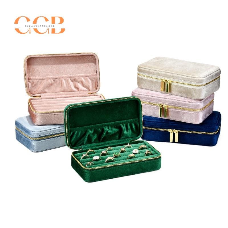 Velvet multifunctional portable ring and earring box