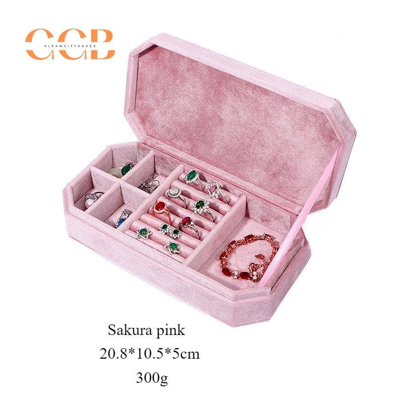 Velvet flip-top multifunctional jewelry storage box