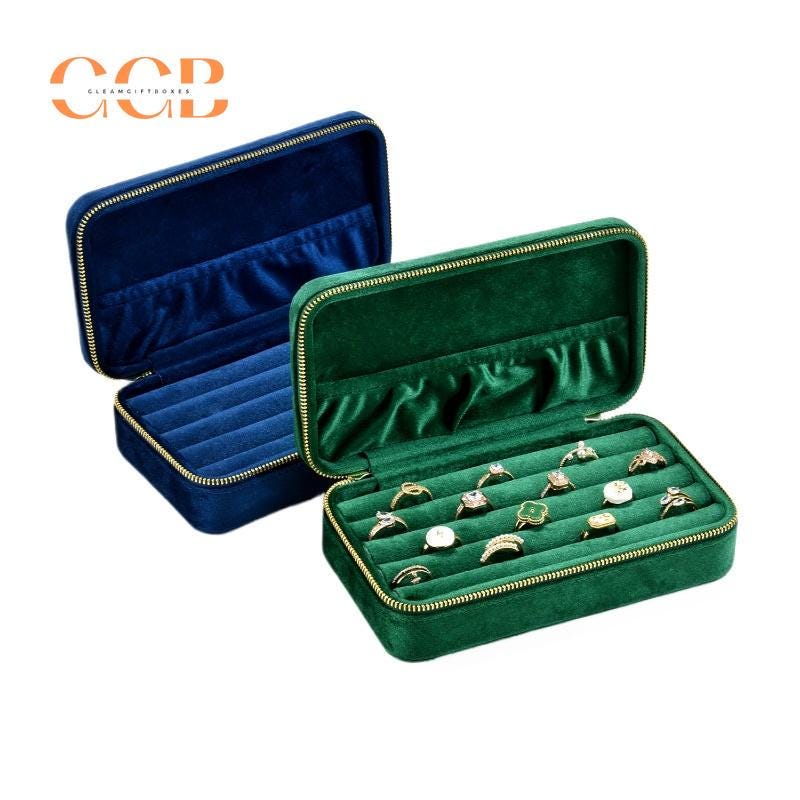 Velvet multifunctional portable ring and earring box