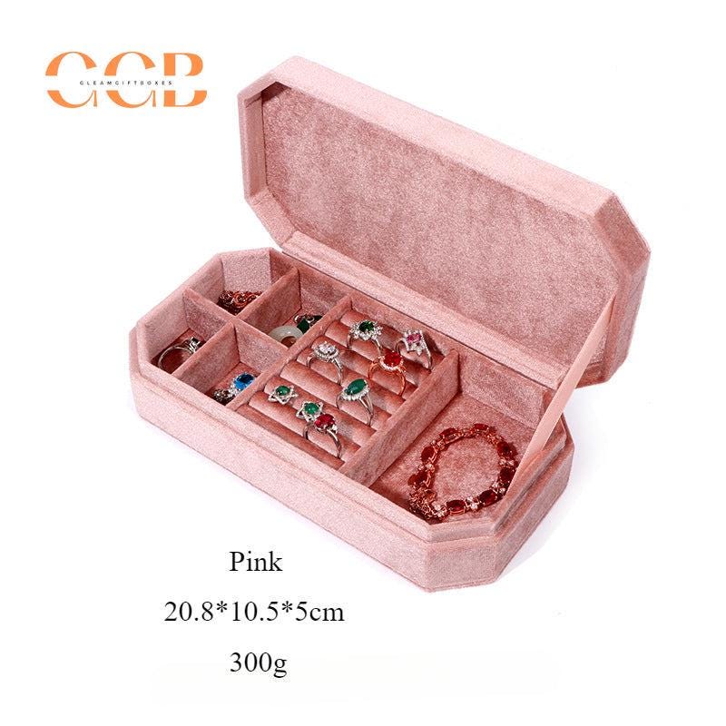 Velvet flip-top multifunctional jewelry storage box