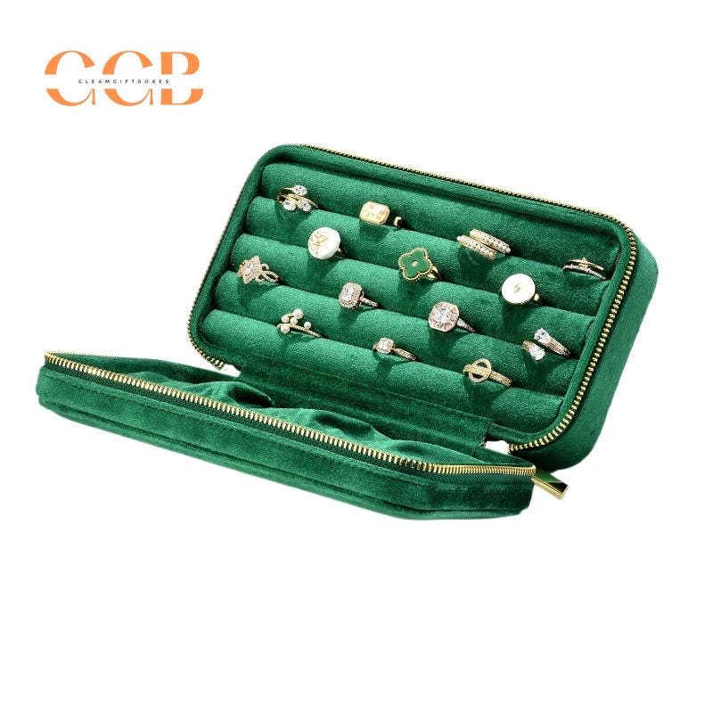 Velvet multifunctional portable ring and earring box