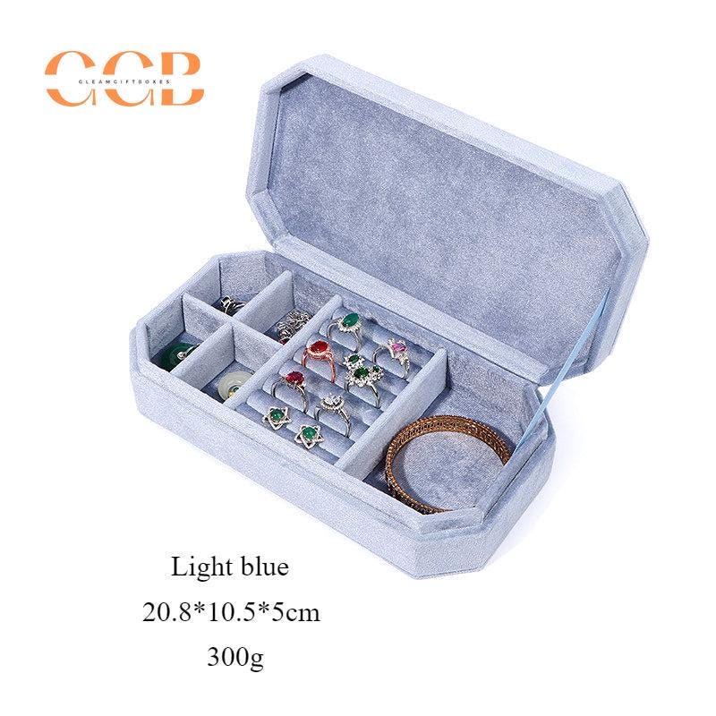 Velvet flip-top multifunctional jewelry storage box