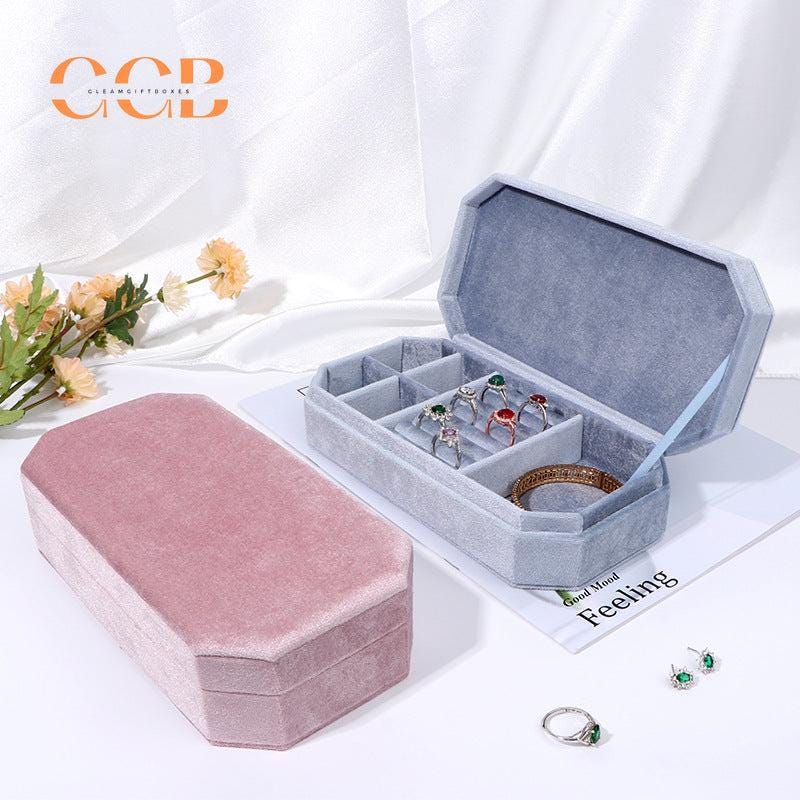 Velvet flip-top multifunctional jewelry storage box