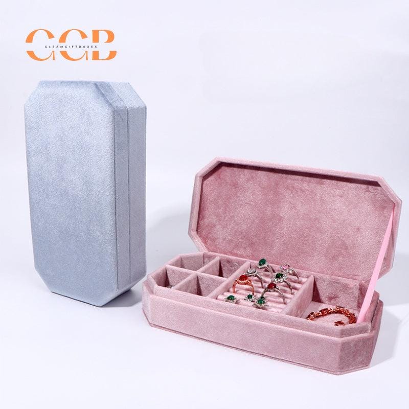 Velvet flip-top multifunctional jewelry storage box