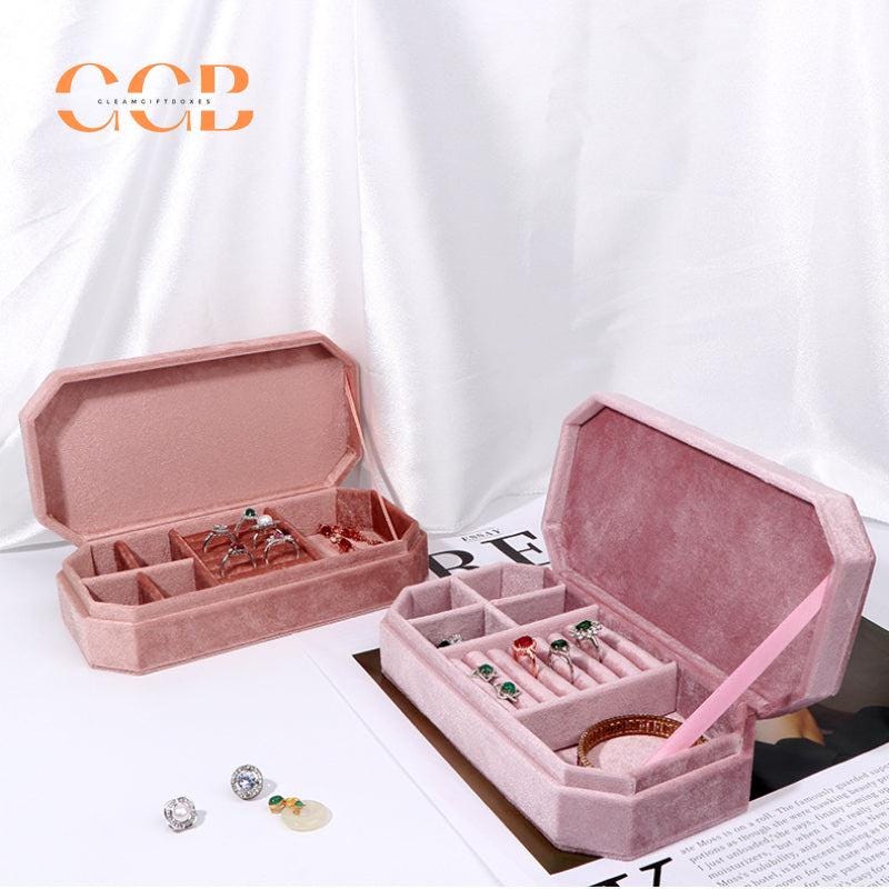 Velvet flip-top multifunctional jewelry storage box