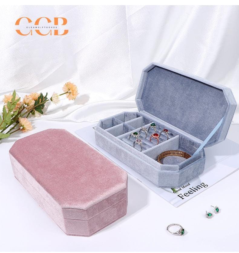Velvet flip-top multifunctional jewelry storage box