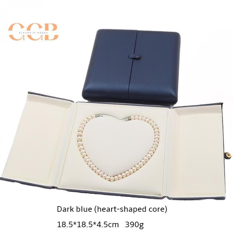 Multi color square heart pearl necklace jewelry box