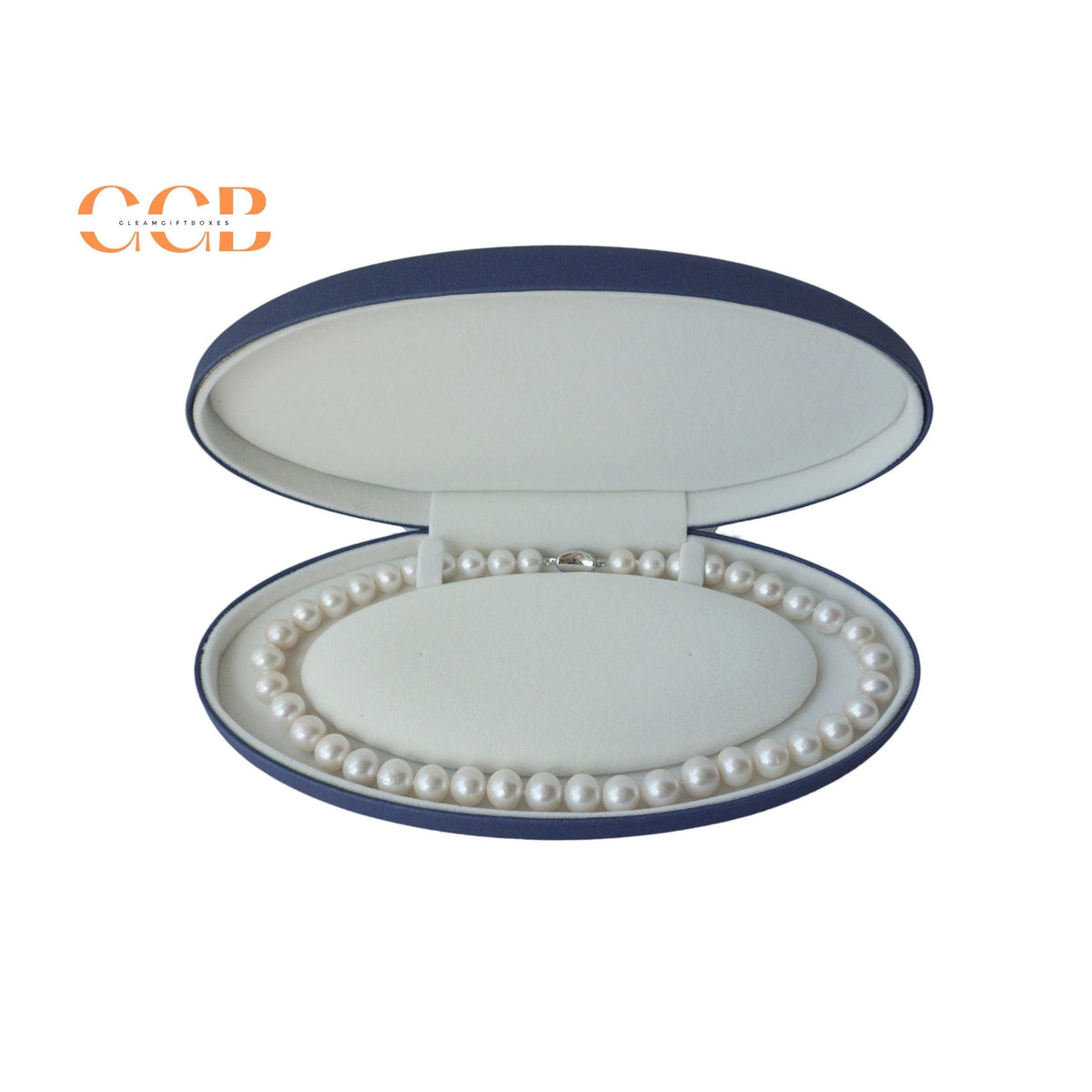 Oval wholesale royal blue pearl set jewelry box