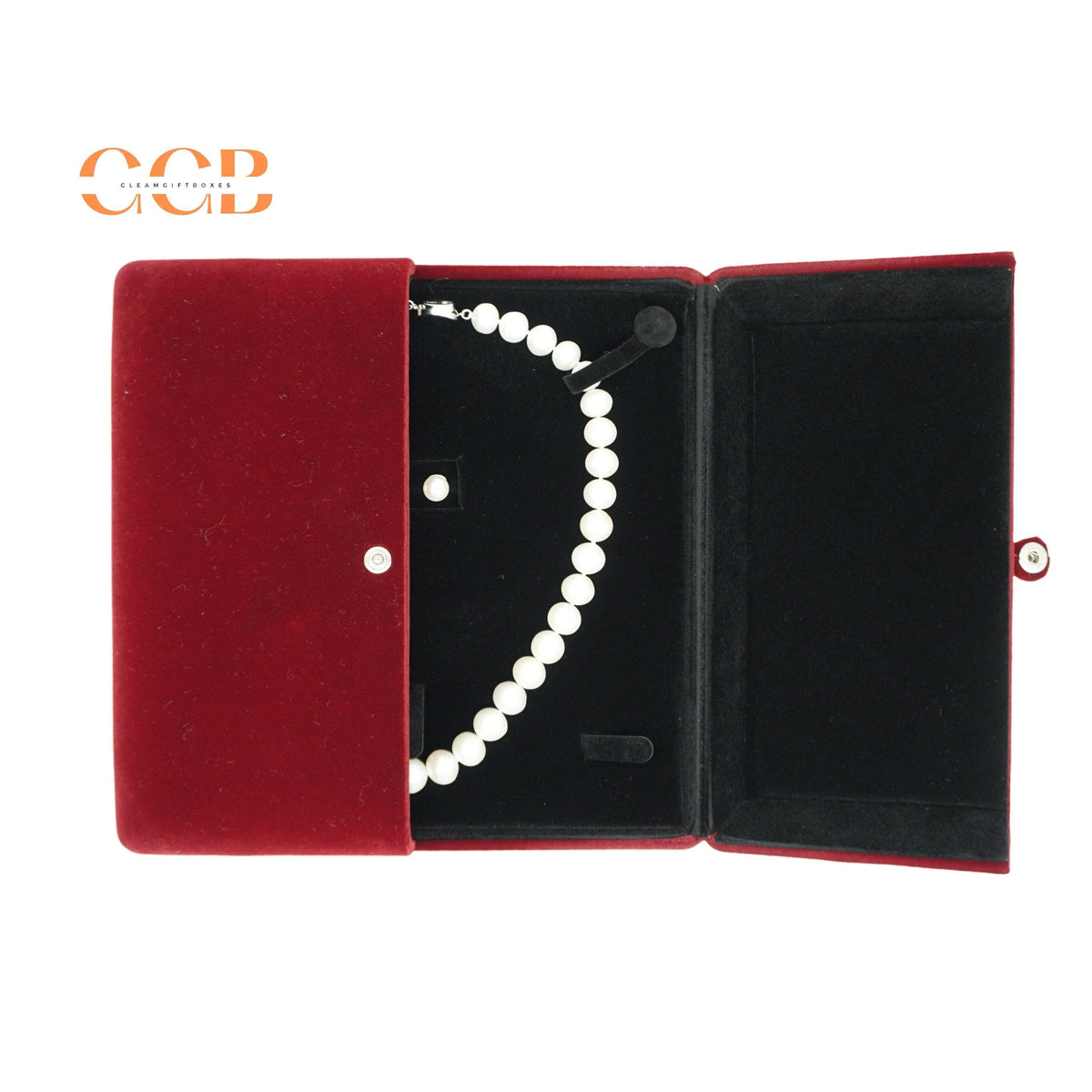 Red velvet necklace earring ring jewelry box