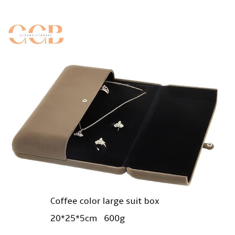 Multi color velvet necklace jewelry set box