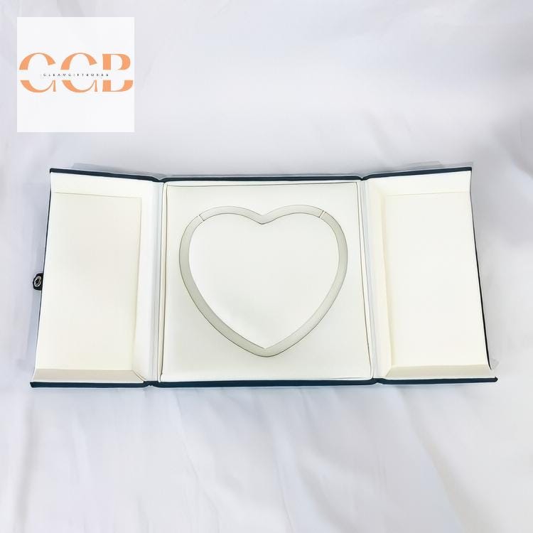 Multi color square heart pearl necklace jewelry box