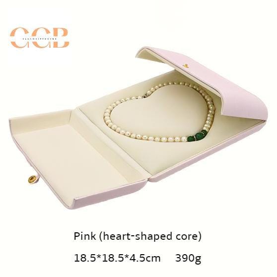 Multi color square heart pearl necklace jewelry box