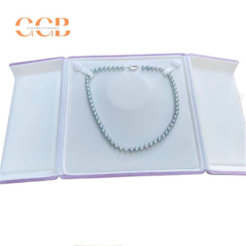 Purple velvet pearl necklace box