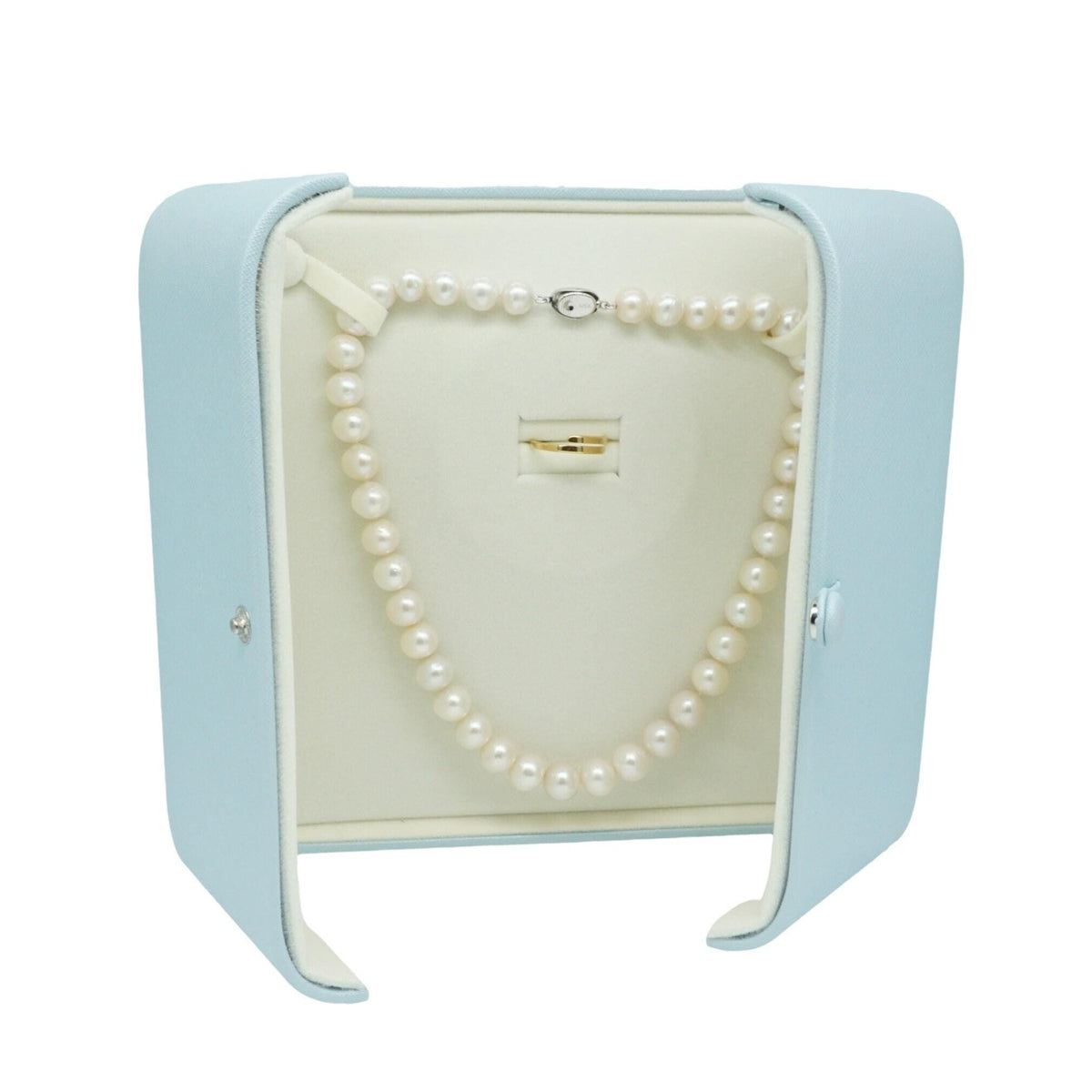 Sky blue velvet pearl necklace box