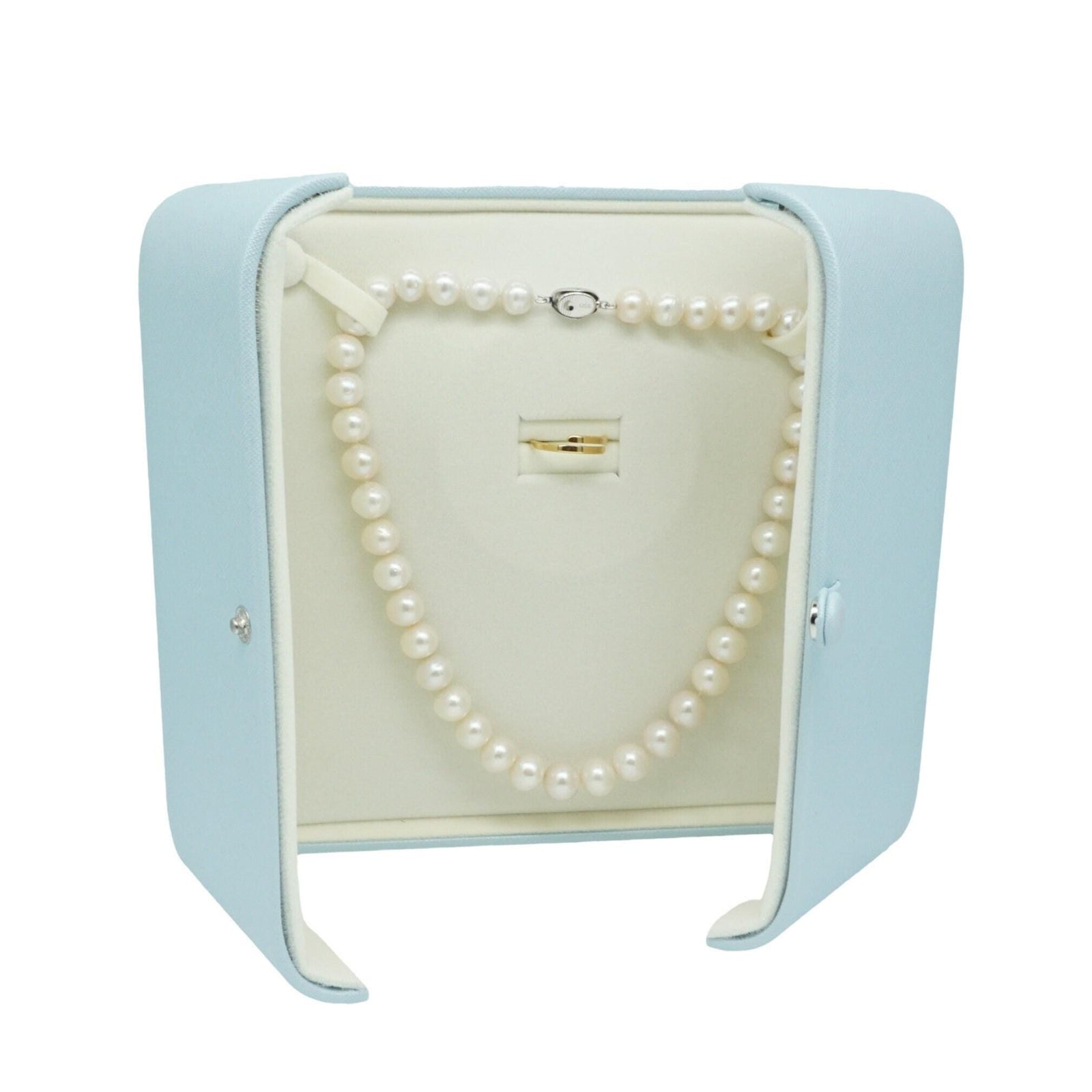 Sky blue velvet pearl necklace box