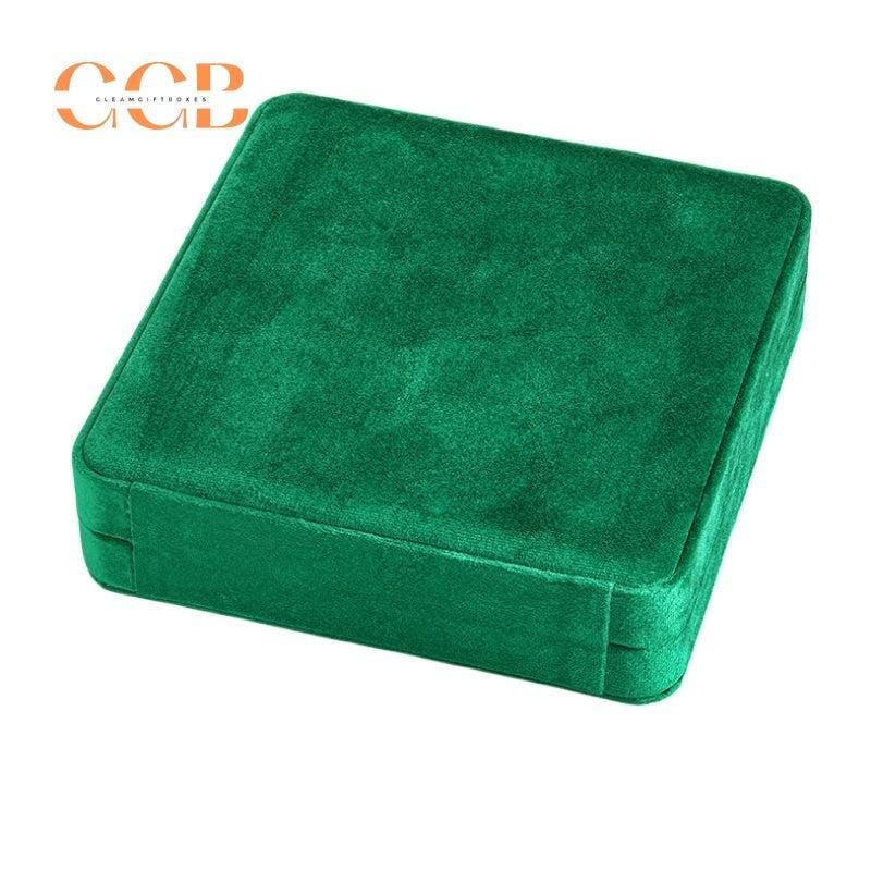 Multi color square velvet pearl necklace box