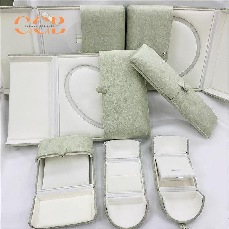 Green velvet jewelry boxes