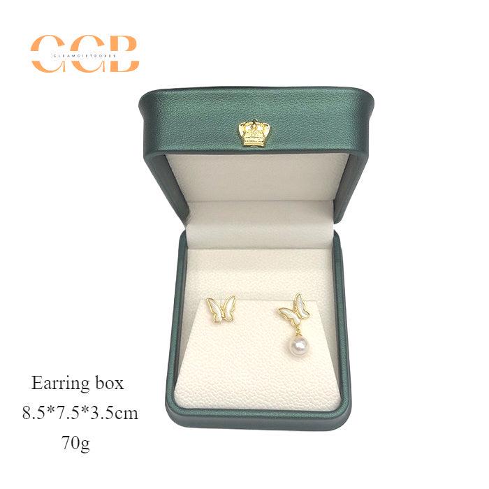 Pu leather dark green crown ring box