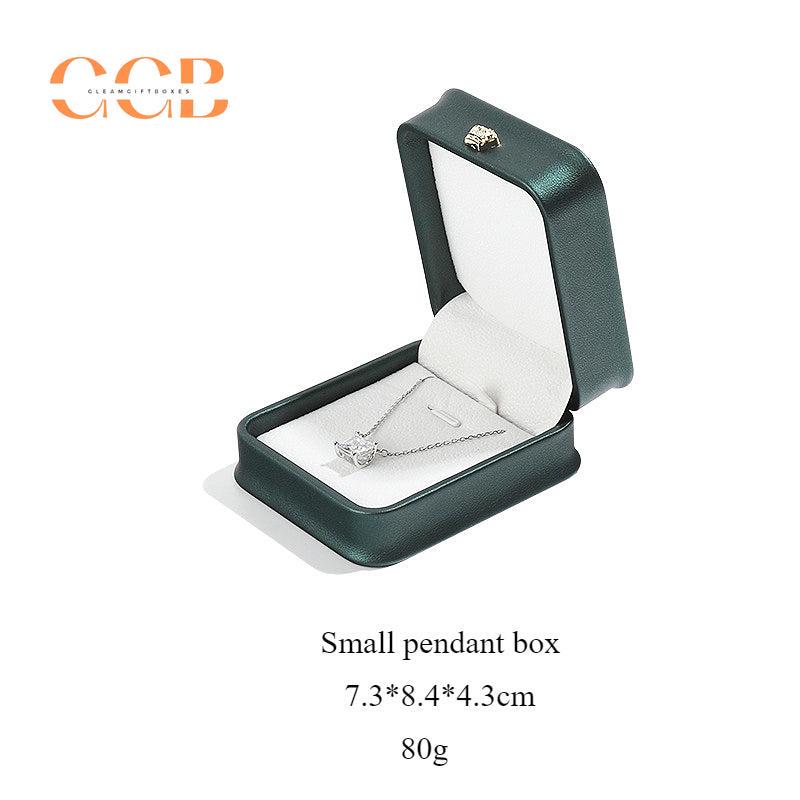 Pu leather dark green crown ring box