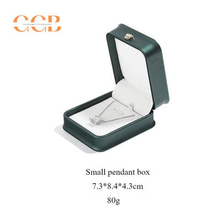 Pu leather dark green crown ring box