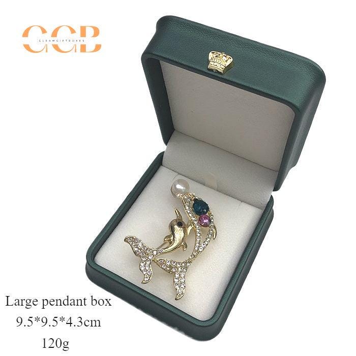 Pu leather dark green crown ring box