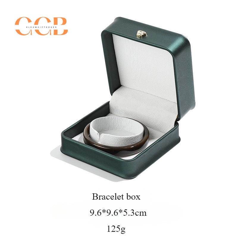 Pu leather dark green crown ring box