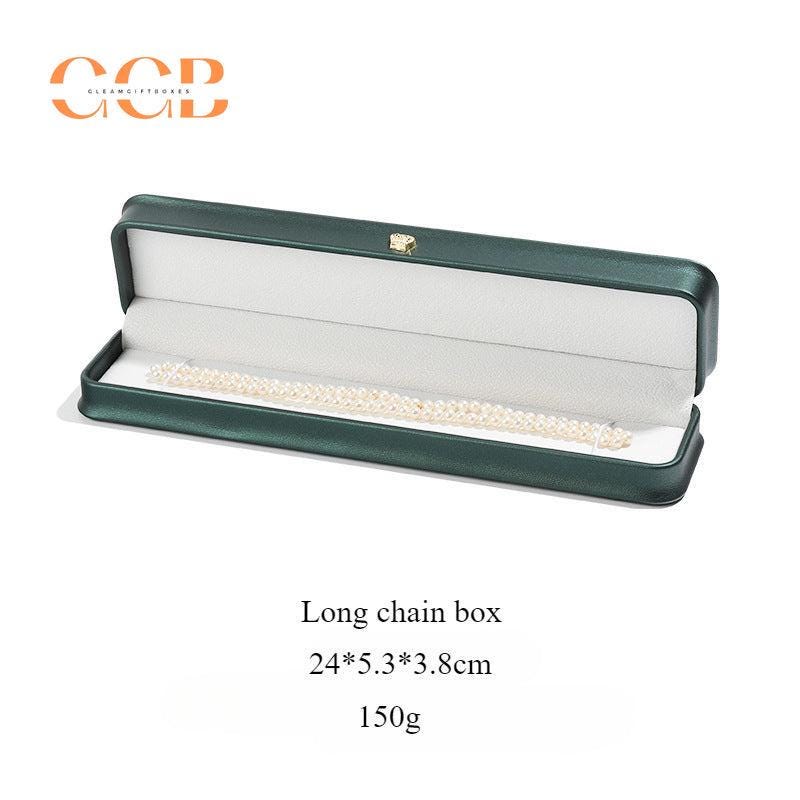 Pu leather dark green crown ring box