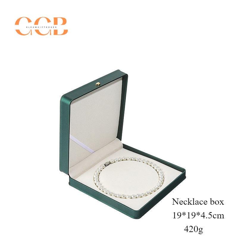 Pu leather dark green crown ring box