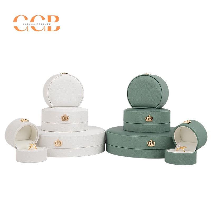 Crown pu leather pattern ring box