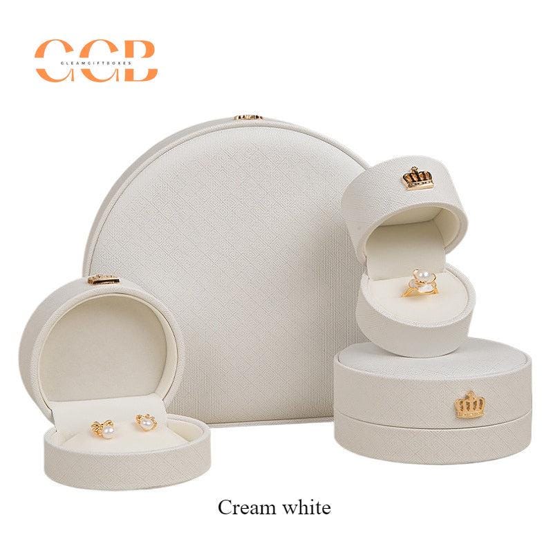 Crown pu leather pattern ring box